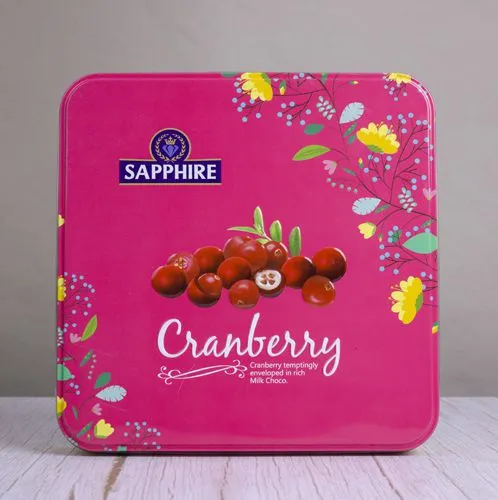 Exquisite Sapphire Cranberry Chocolate Tin