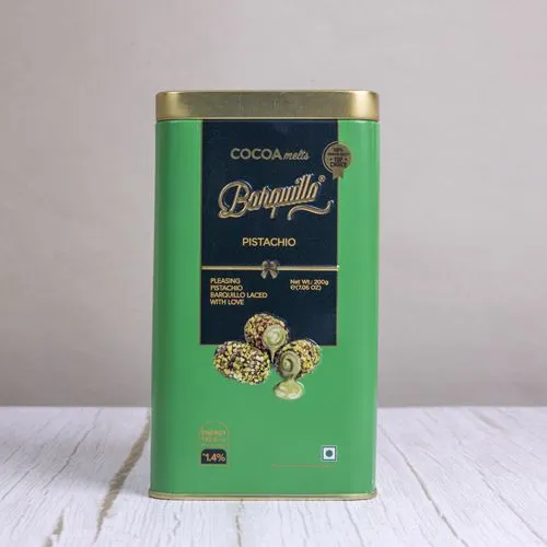 Elegant Barquillo Pistachio Chocolate Gift Tin