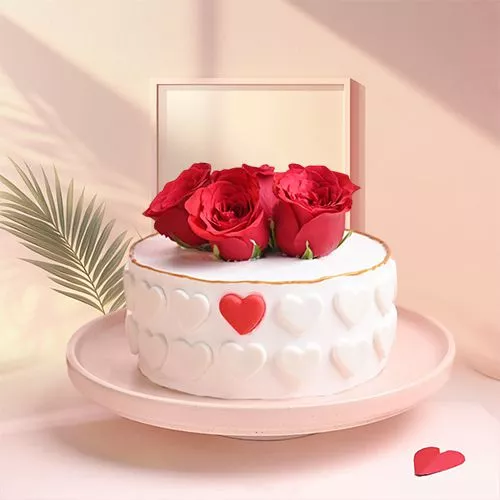 Romantic Cake Surprise with Roses