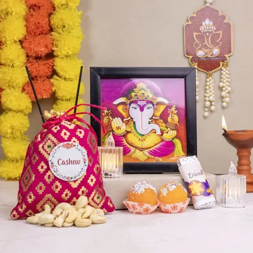 Ganesha Art with Sweets  N  Candles Set