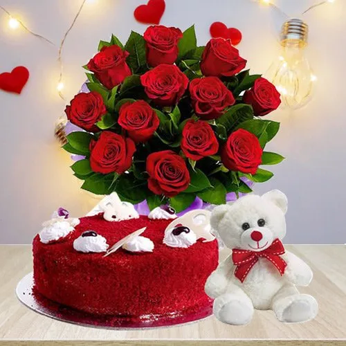 Saugat Traders Love Gift-Red Roses Box with Soft Teddy and Chocolates For  Girlfriend, Boyfriend | Valentine's Day Gift : Amazon.in: Home & Kitchen