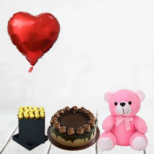 On a white stand, a chocolate cake crowned with strawberries overflows with  sweet crumbs onto the floor, with colourful balloons enhancing the  celebratory ambiance. AI Generated 26539378 Stock Photo at Vecteezy