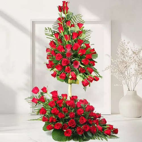 Classic Red Roses Tall Arrangement