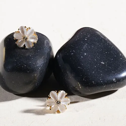 Floral Stone Stud Earrings