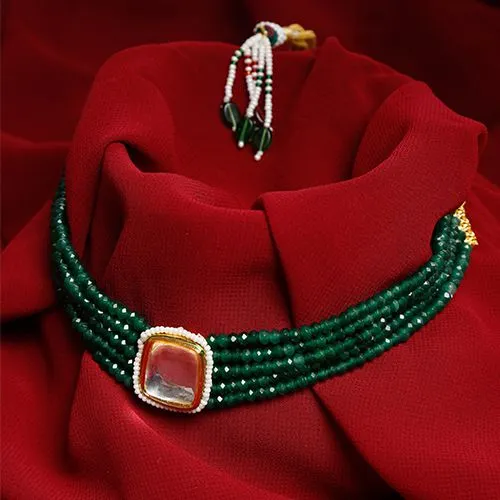 Exclusive Green Kundan   Beads Choker