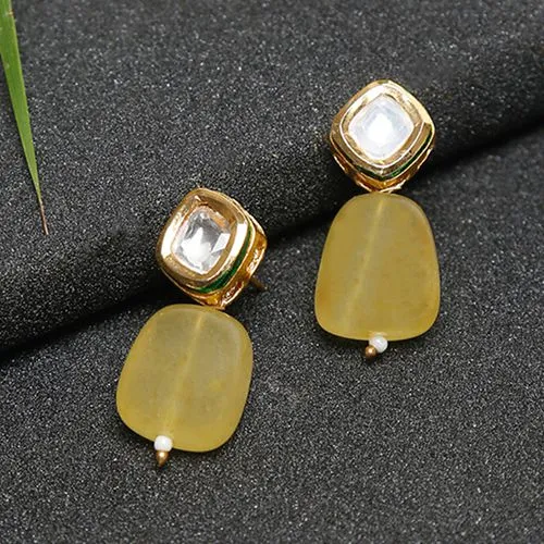 Dazzling Yellow Kundan Earrings