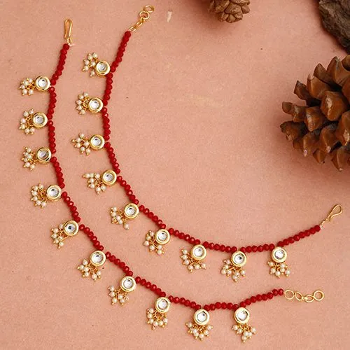 Lively Red Bead   Kundan Duo