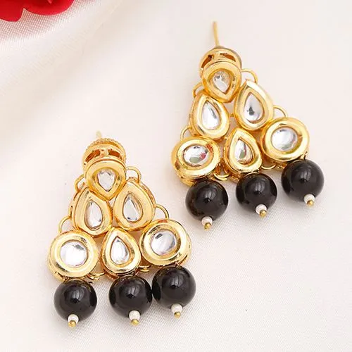 Glamorous Black Kundan Earrings