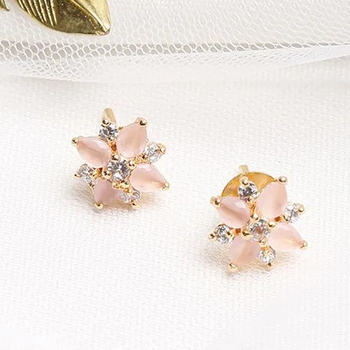 Sparkling Pink Kundan Stud Earrings