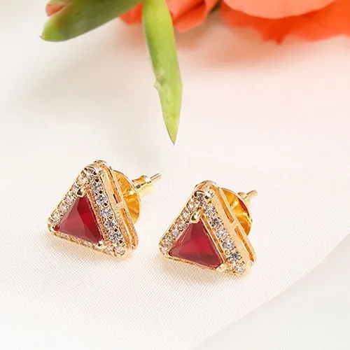 Sparkling Maroon Diamond Studs