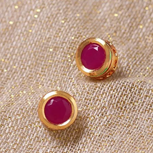 Dazzling Red Kundan Stone Studs