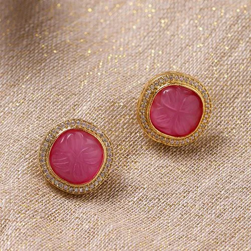 Delicate Blush Stone Studs