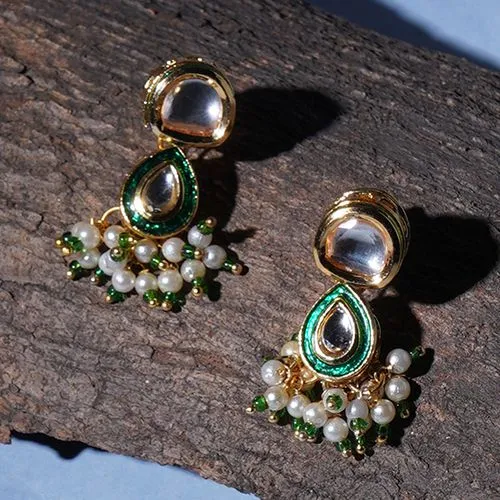 Modern Kundan Drop Earrings