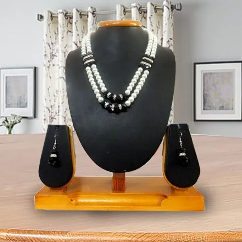 Greyish Black Pearl Necklace Set  Mangatrai Pearls  Jewellers