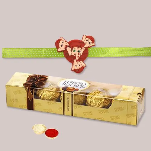 Delightful Ganesha Kids Rakhi with Ferrero Rocher Chocolate