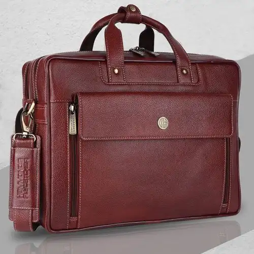 Outstanding N Expandable Leather Laptop Bag for Men