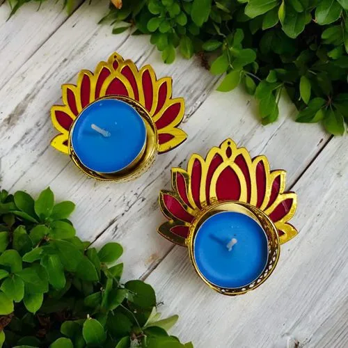 Beautiful MDF Lotus Diya Set