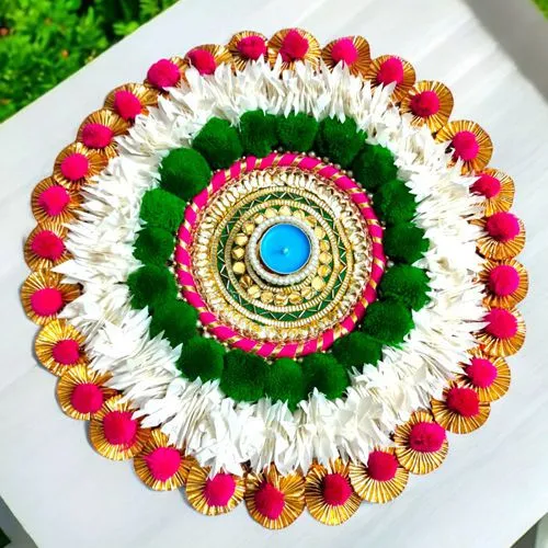 Gorgeous Diya Centerpiece Rangoli Mat