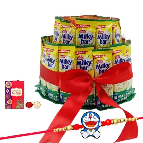 Doraemon Rakhi with 2 Layer of Nestle Milky Bar