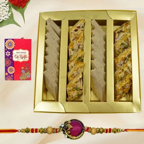 Fancy Rakhi with Appetizing Sweets