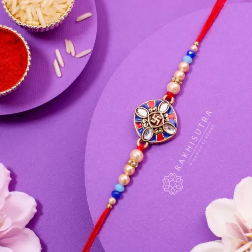 Pious Kundan Swastik Rakhi