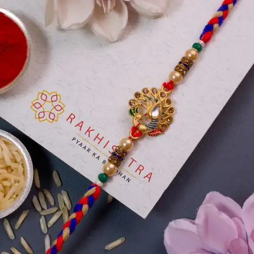 Premium Kundan Peacock Rakhi