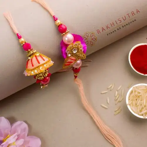 Amazing Zardosi Bhaiya Bhabhi Rakhi Set