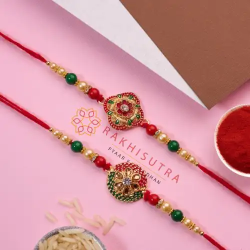 Premium Kundan Rakhi Set of 2