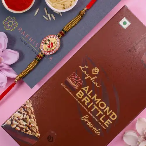 Amazing Ganesh Rakhi N Loyka Almond Brittle Brownie Combo