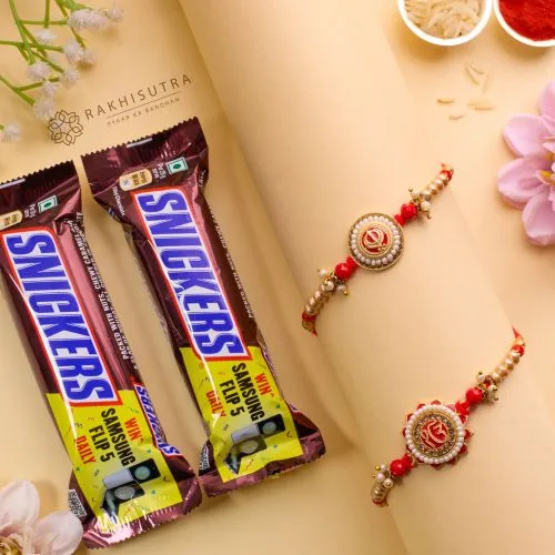 Traditional Punjabi Rakhi Set N Snickers Combo