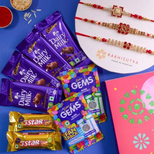 Fabulous AD Rakhi Set Cadbury Celebrations Combo