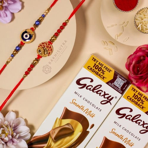 Fancy Rakhi N Galaxy Milk Chocolates Treat