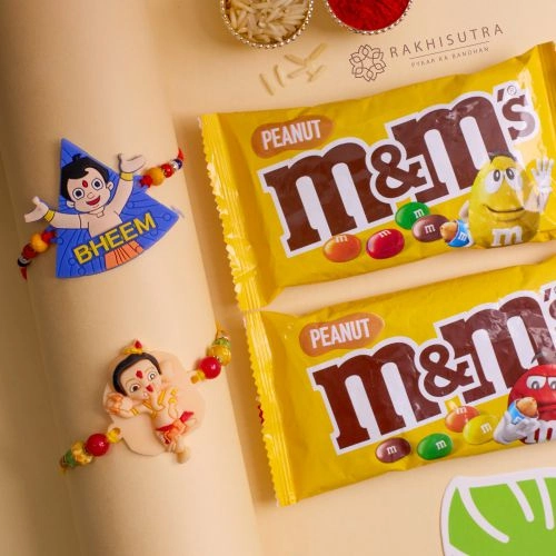 Cute Kids Rakhi Set N M N M Chocolate Combo