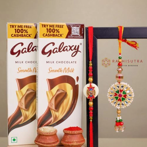 Stylish Family Rakhi Set N Galaxy Chocolate Combo