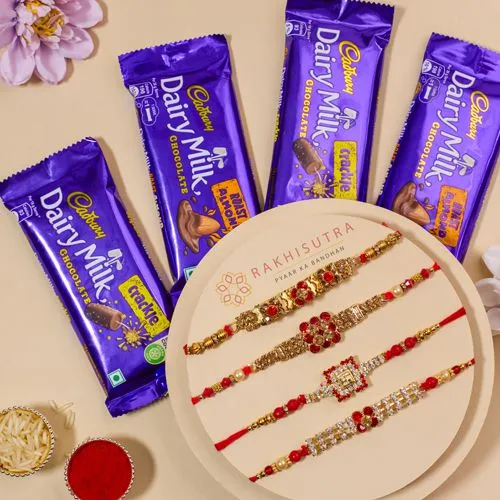 Designer AD Rakhi Set N Cadbury Chocolate Combo