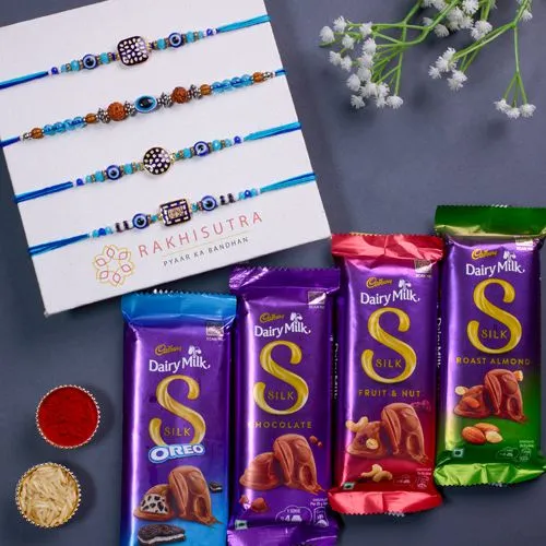 Premium Evil Eye Rakhi Set N Cadbury Combo