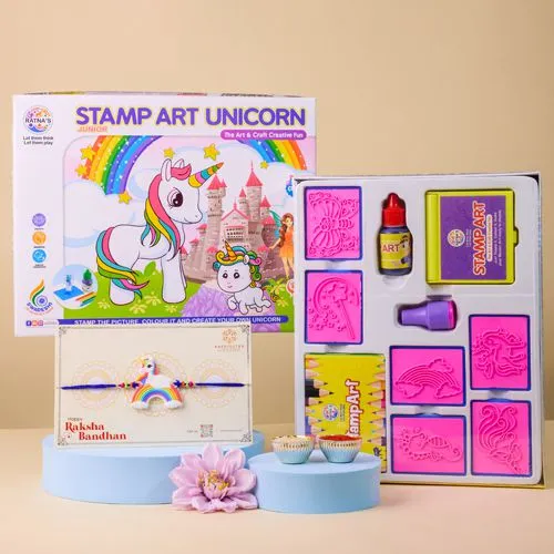 Marvellous Unicorn Rakhi N Unicorn Art Craft Kit Combo