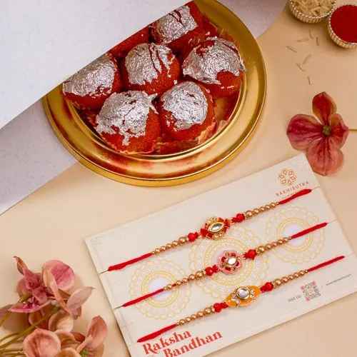 Elegant Kundan Rakhi  N  Sweet Treat Bundle