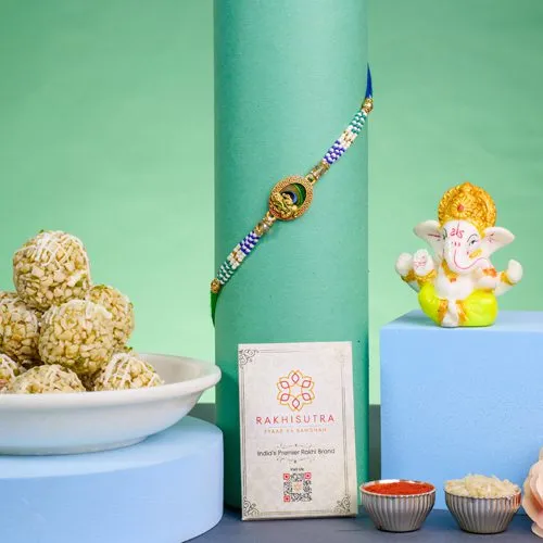 Auspicious Ganesha Rakhi N Sweets Set