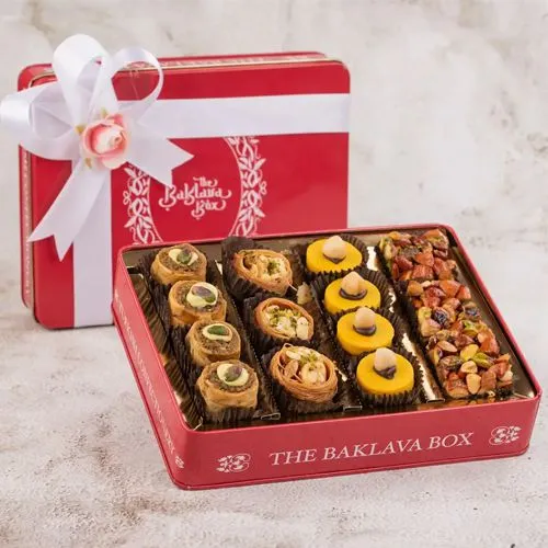 Festive Assorted Pistachio Baklava Red Tin