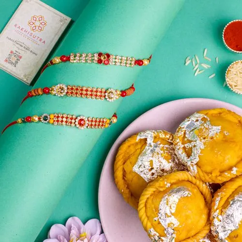 Designer AD Rakhis  N  Sweets Combo