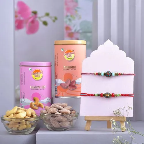 Nutty Treats  N  Beautiful Rakhis Gift Hamper