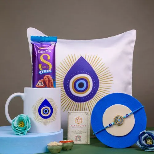 Charming Evil Eye Rakhi Gift Set