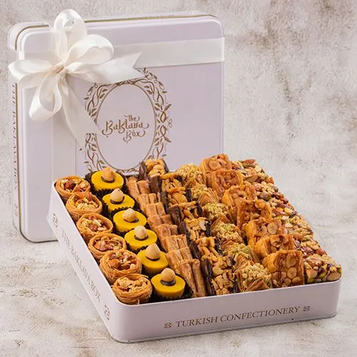 Elegant White Tin Baklava Gift Box