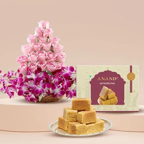 Enchanted Bouquet N Mysore Pak Treat