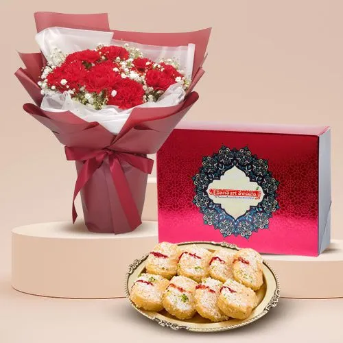 Red Carnations  N  Chena Toast Treat