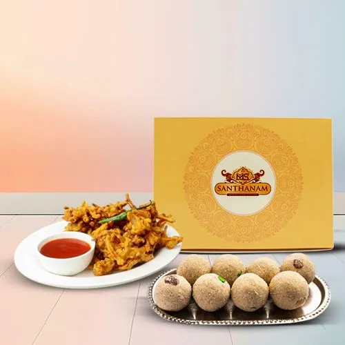 Rawa Laddu  N  Pakora Treat Box