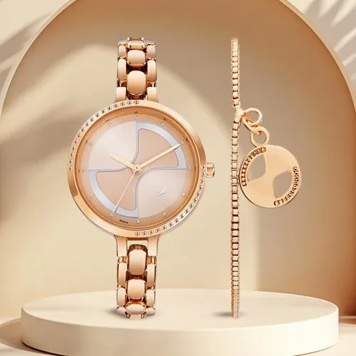 Modern Rose Gold Tone Quartz Watch